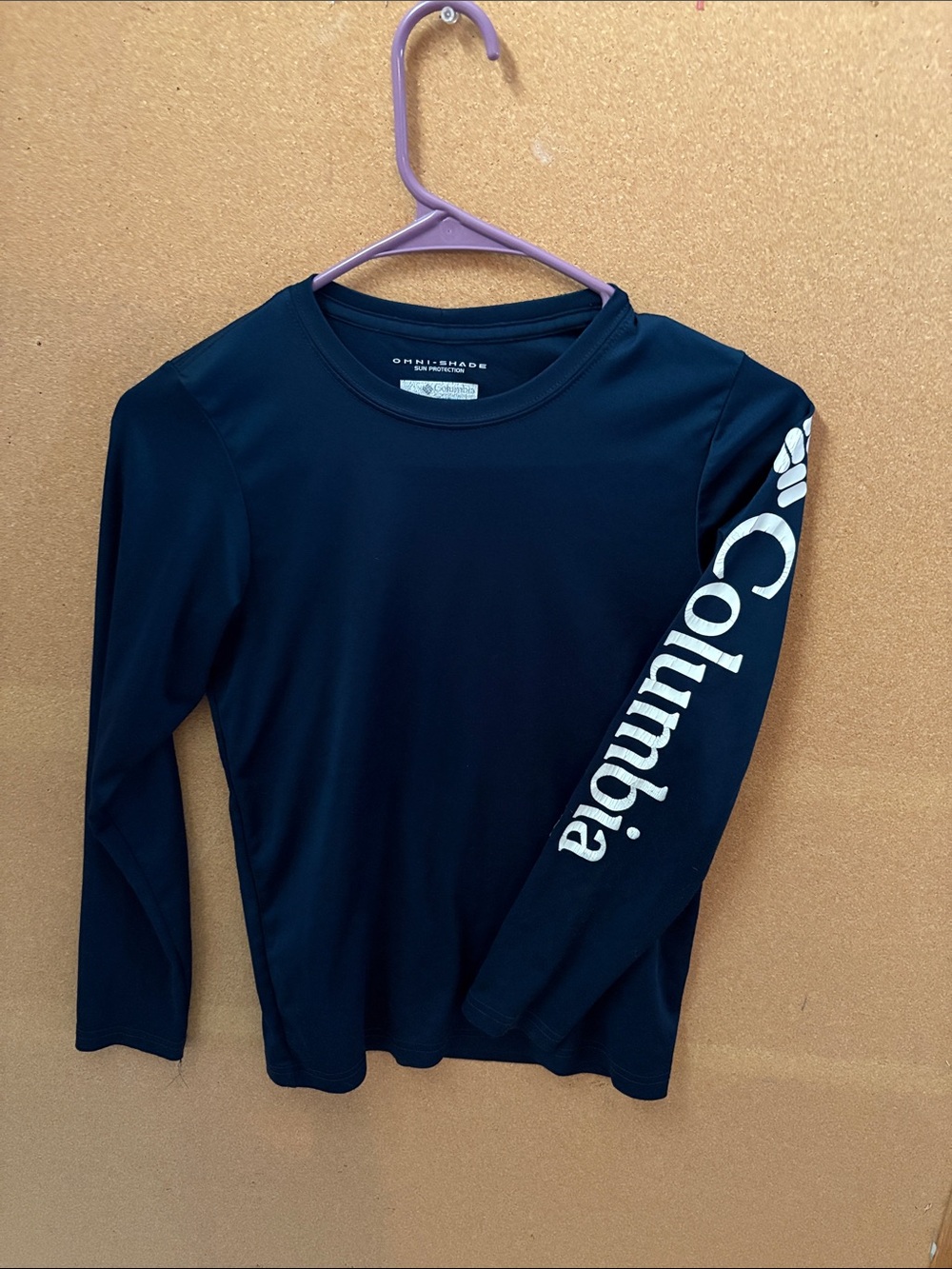 Columbia Black Long Sleeve Tee with White Sleeve Logo